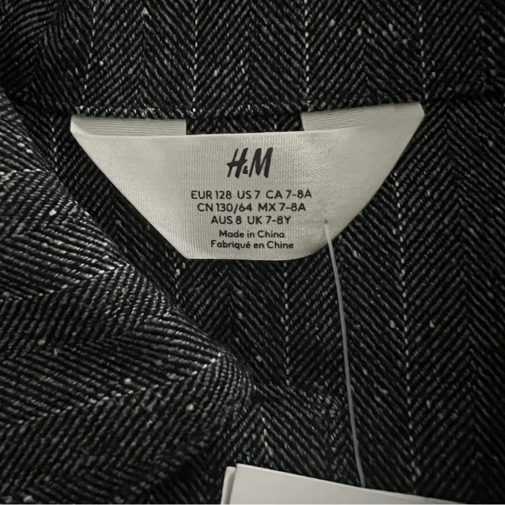H&M Kids charcoal gray striped sporty collared bomber jacket